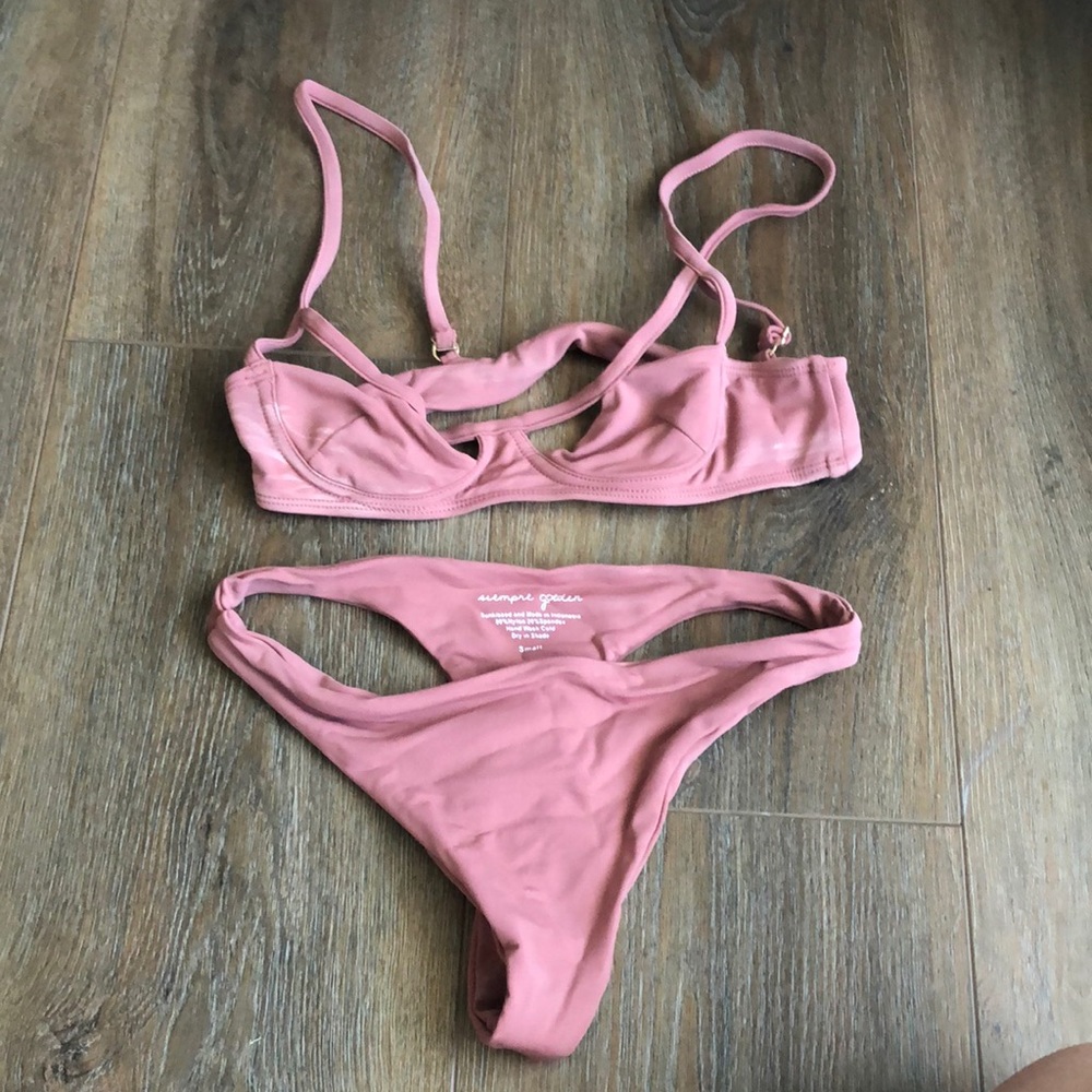 New burnt pink Siempre golden bikini set